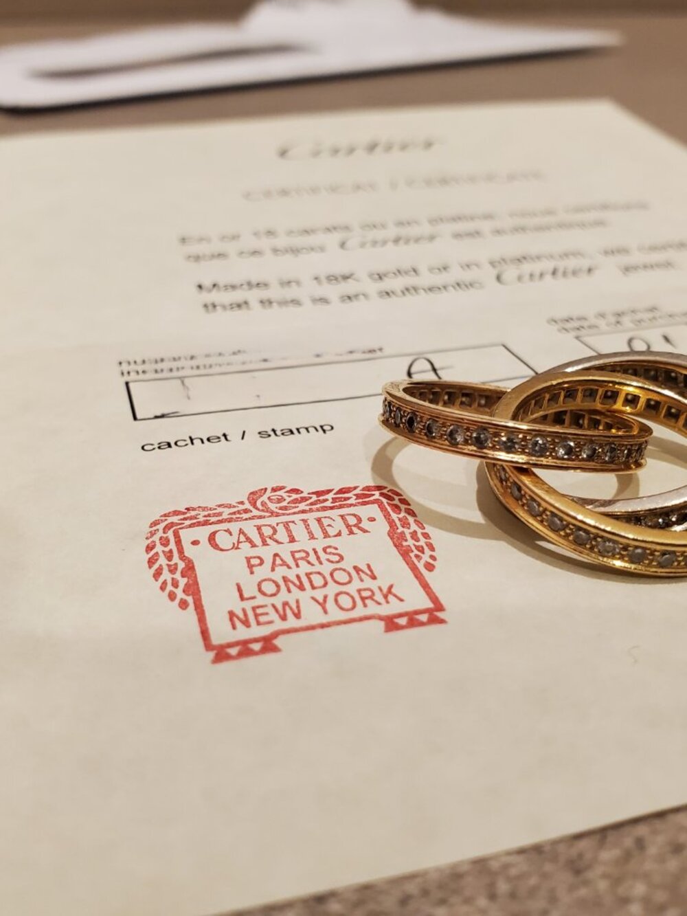 Cartier Trinity Diamond Ring - Tricolor - Size 51